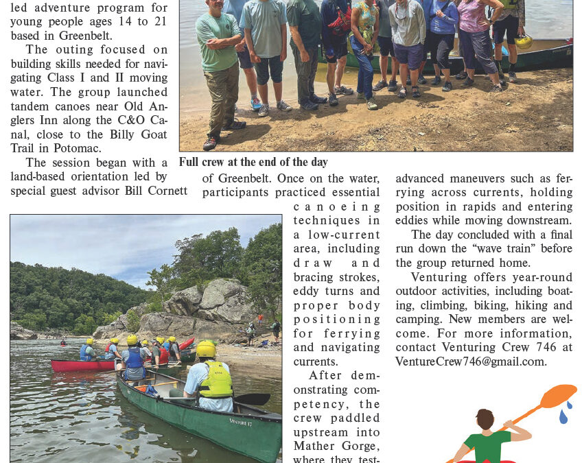 Venturing Crew 746 Prepares For July’s Maine Canoe Trip By Johnathan Murray