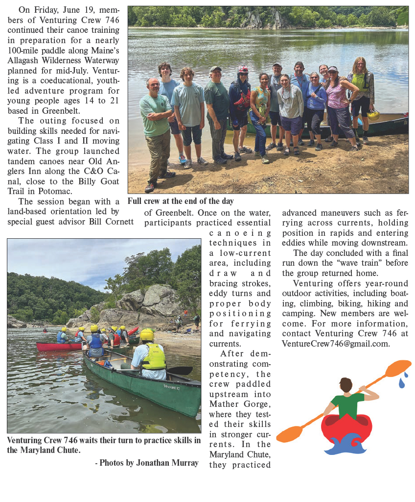 Venturing Crew 746 Prepares For July’s Maine Canoe Trip By Johnathan Murray